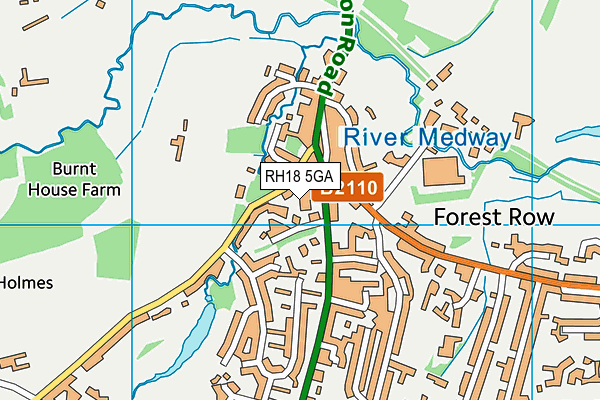 RH18 5GA map - OS VectorMap District (Ordnance Survey)