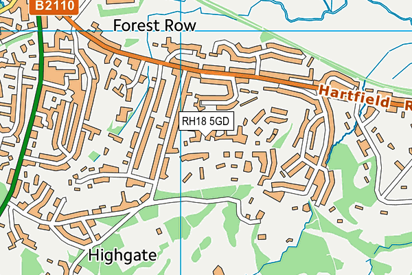 RH18 5GD map - OS VectorMap District (Ordnance Survey)