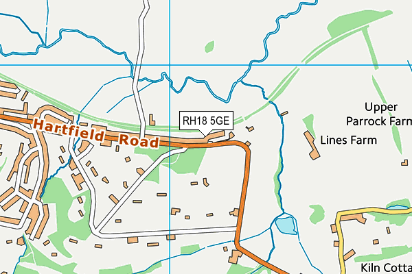 RH18 5GE map - OS VectorMap District (Ordnance Survey)