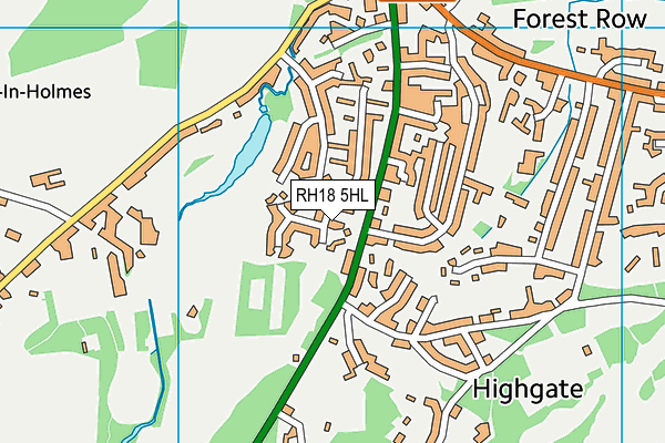 RH18 5HL map - OS VectorMap District (Ordnance Survey)