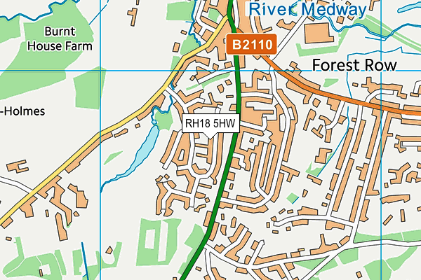 RH18 5HW map - OS VectorMap District (Ordnance Survey)