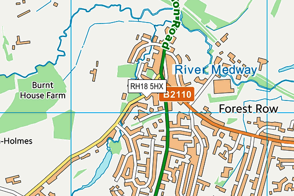 RH18 5HX map - OS VectorMap District (Ordnance Survey)