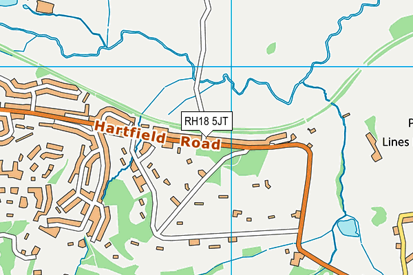 RH18 5JT map - OS VectorMap District (Ordnance Survey)