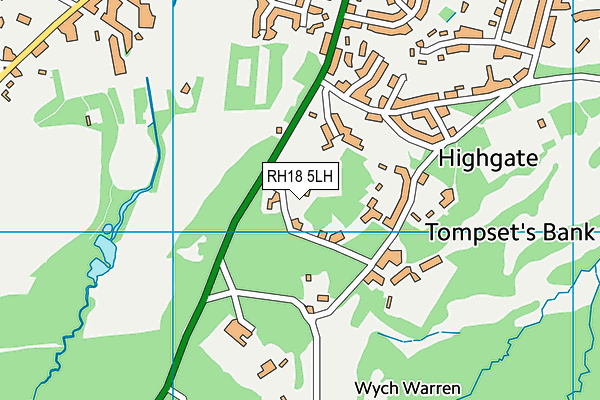 RH18 5LH map - OS VectorMap District (Ordnance Survey)