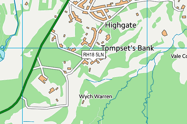 RH18 5LN map - OS VectorMap District (Ordnance Survey)