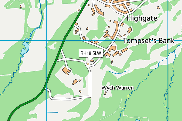 RH18 5LW map - OS VectorMap District (Ordnance Survey)