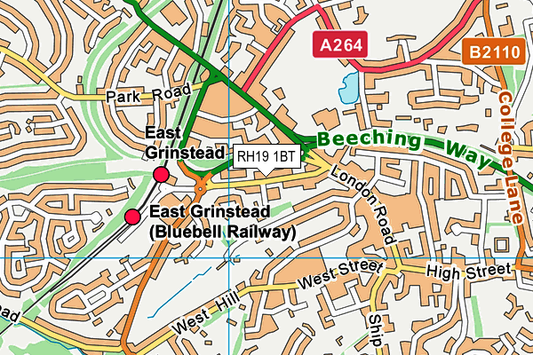 RH19 1BT map - OS VectorMap District (Ordnance Survey)