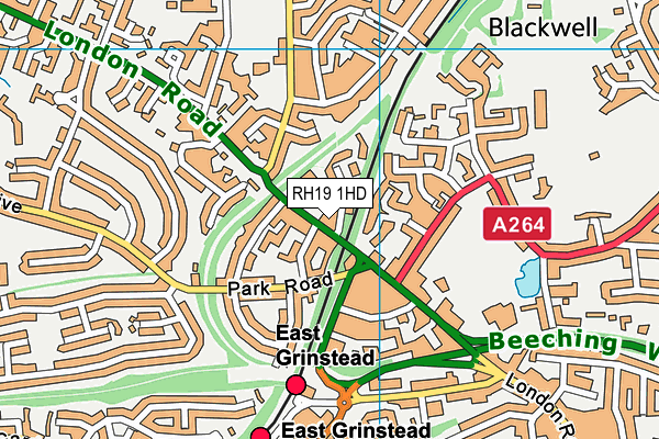 RH19 1HD map - OS VectorMap District (Ordnance Survey)