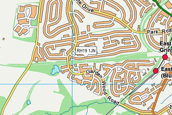 RH19 1JN map - OS VectorMap District (Ordnance Survey)