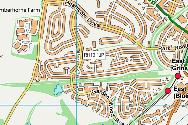 RH19 1JP map - OS VectorMap District (Ordnance Survey)