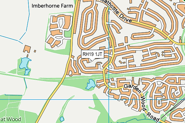 RH19 1JT map - OS VectorMap District (Ordnance Survey)