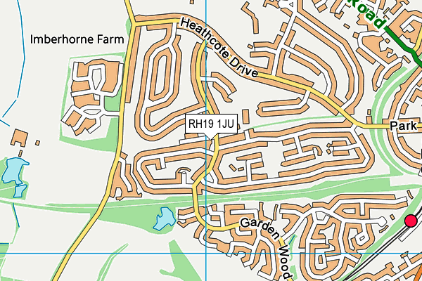 RH19 1JU map - OS VectorMap District (Ordnance Survey)