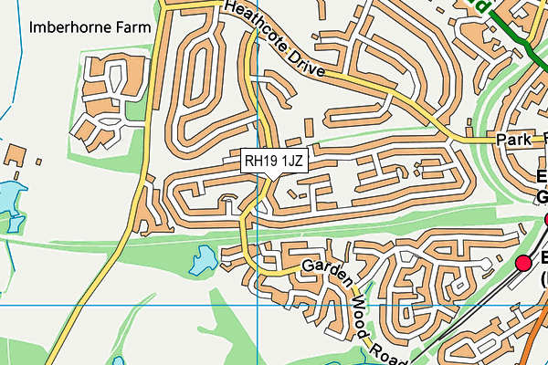 RH19 1JZ map - OS VectorMap District (Ordnance Survey)