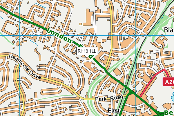 RH19 1LL map - OS VectorMap District (Ordnance Survey)