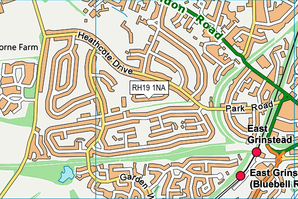RH19 1NA map - OS VectorMap District (Ordnance Survey)