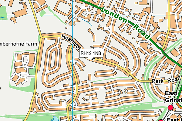 RH19 1NB map - OS VectorMap District (Ordnance Survey)
