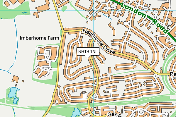 RH19 1NL map - OS VectorMap District (Ordnance Survey)
