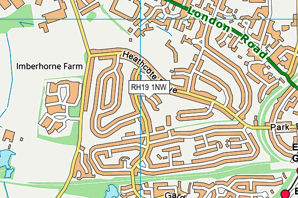 RH19 1NW map - OS VectorMap District (Ordnance Survey)