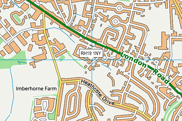 RH19 1NY map - OS VectorMap District (Ordnance Survey)