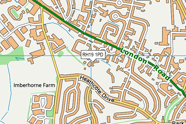 RH19 1PD map - OS VectorMap District (Ordnance Survey)