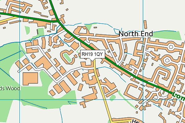 RH19 1QY map - OS VectorMap District (Ordnance Survey)