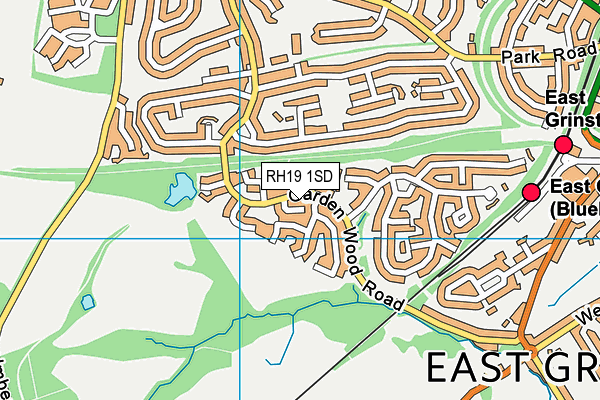 RH19 1SD map - OS VectorMap District (Ordnance Survey)