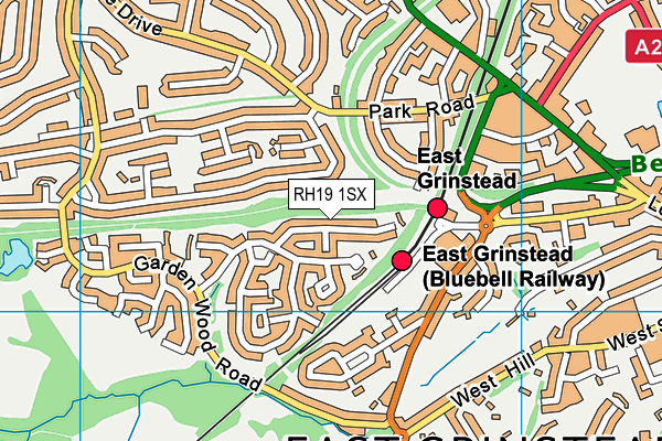 RH19 1SX map - OS VectorMap District (Ordnance Survey)