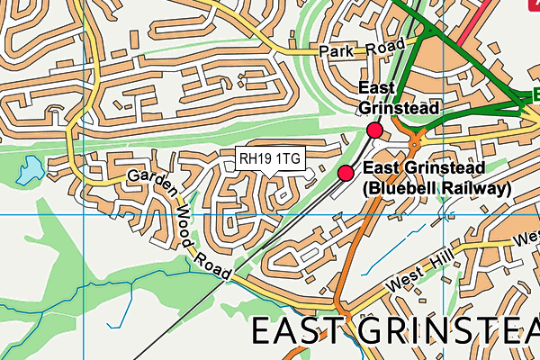 RH19 1TG map - OS VectorMap District (Ordnance Survey)
