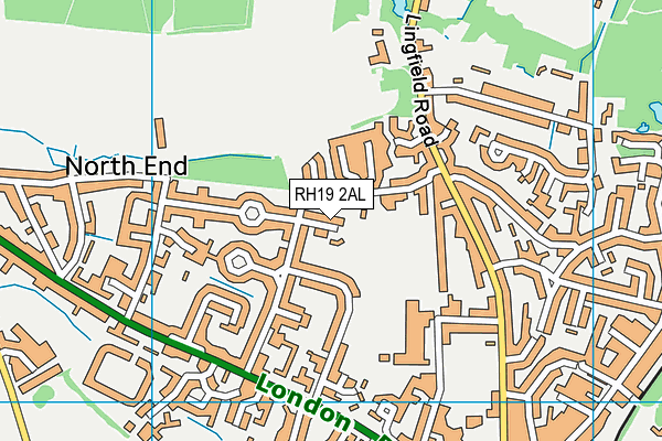 RH19 2AL map - OS VectorMap District (Ordnance Survey)