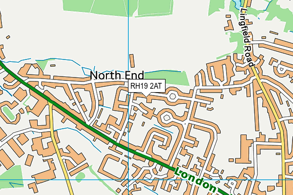 RH19 2AT map - OS VectorMap District (Ordnance Survey)