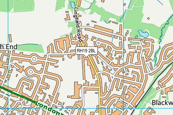 RH19 2BL map - OS VectorMap District (Ordnance Survey)