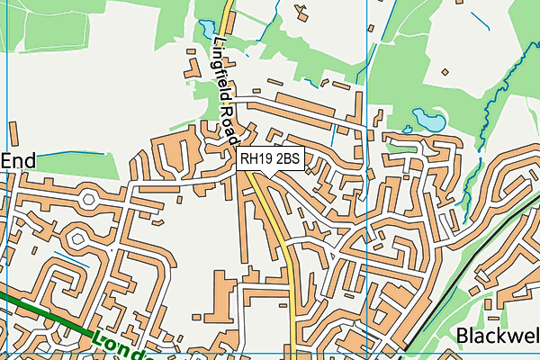 RH19 2BS map - OS VectorMap District (Ordnance Survey)