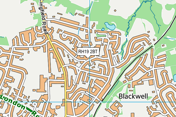 RH19 2BT map - OS VectorMap District (Ordnance Survey)