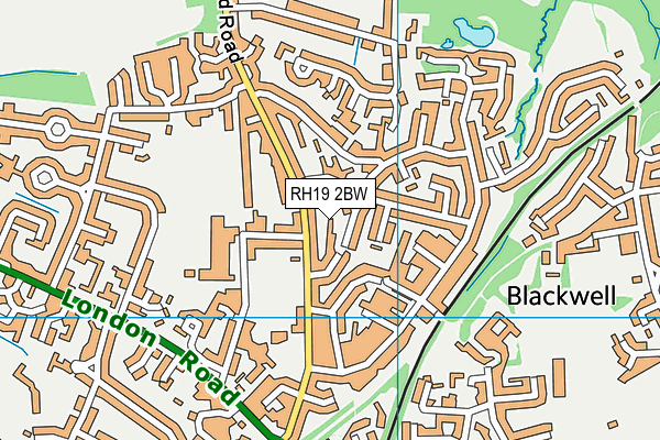 RH19 2BW map - OS VectorMap District (Ordnance Survey)