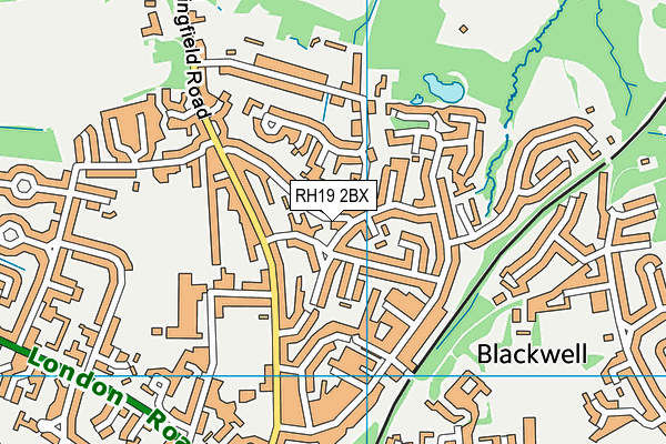 RH19 2BX map - OS VectorMap District (Ordnance Survey)