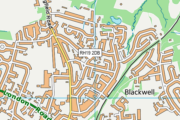 RH19 2DB map - OS VectorMap District (Ordnance Survey)