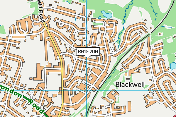 RH19 2DH map - OS VectorMap District (Ordnance Survey)