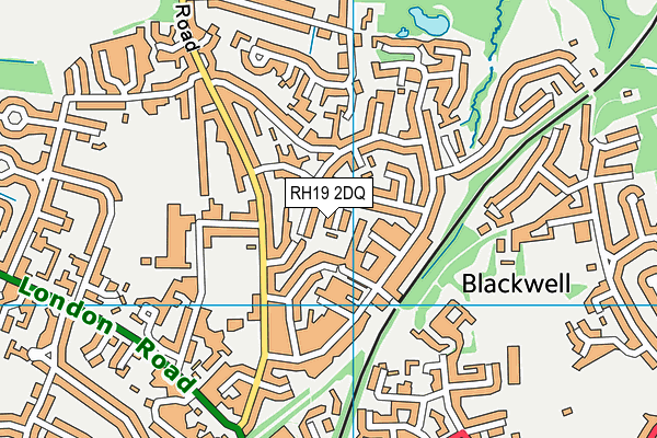 RH19 2DQ map - OS VectorMap District (Ordnance Survey)