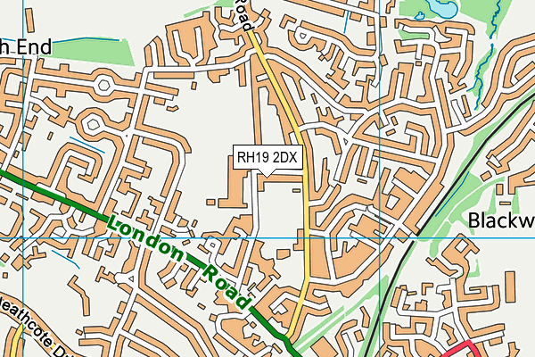 RH19 2DX map - OS VectorMap District (Ordnance Survey)