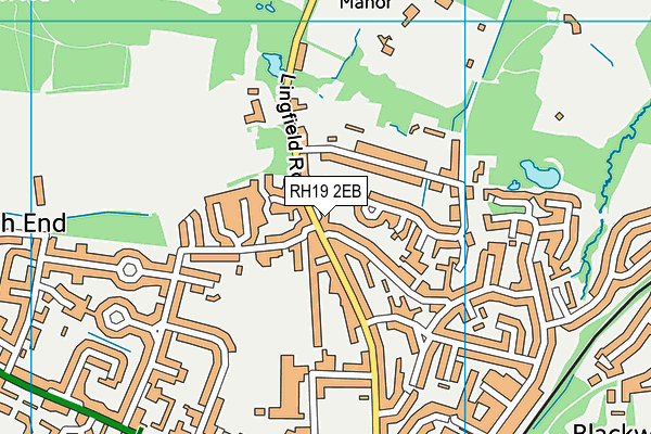 RH19 2EB map - OS VectorMap District (Ordnance Survey)