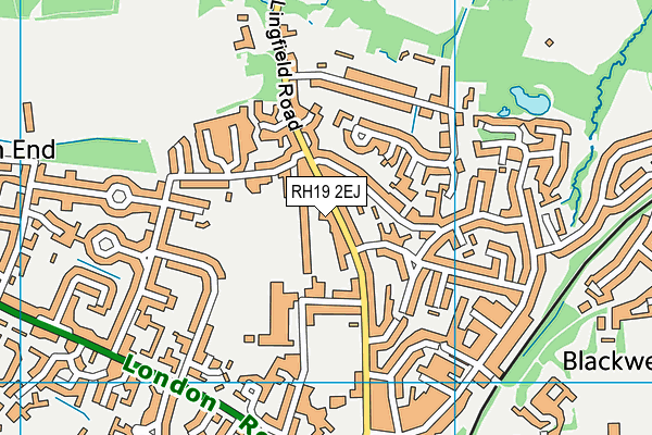 RH19 2EJ map - OS VectorMap District (Ordnance Survey)