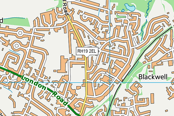 RH19 2EL map - OS VectorMap District (Ordnance Survey)