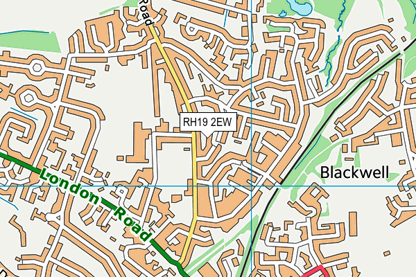 RH19 2EW map - OS VectorMap District (Ordnance Survey)