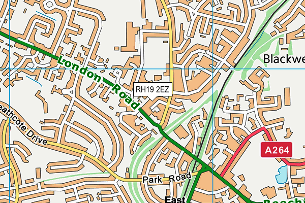 RH19 2EZ map - OS VectorMap District (Ordnance Survey)