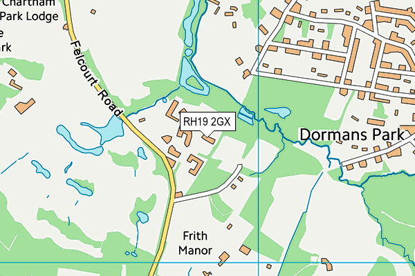 RH19 2GX map - OS VectorMap District (Ordnance Survey)