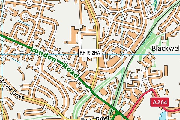 RH19 2HA map - OS VectorMap District (Ordnance Survey)