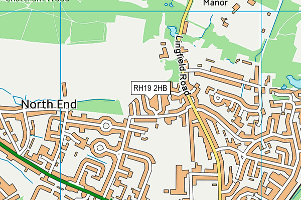RH19 2HB map - OS VectorMap District (Ordnance Survey)