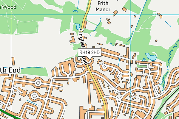 RH19 2HD map - OS VectorMap District (Ordnance Survey)