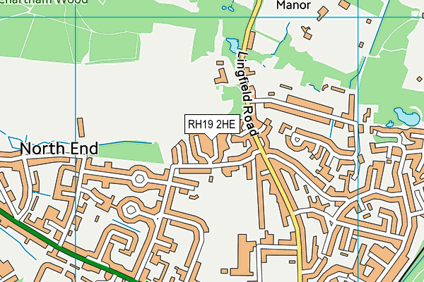 RH19 2HE map - OS VectorMap District (Ordnance Survey)
