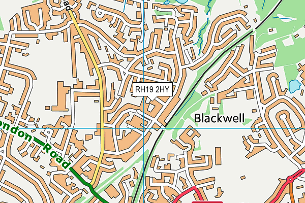 RH19 2HY map - OS VectorMap District (Ordnance Survey)